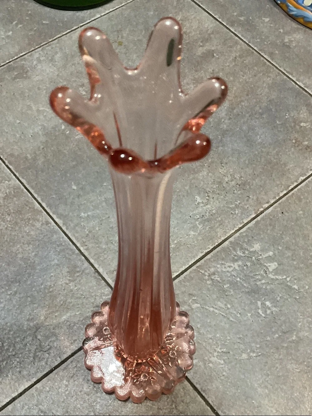 Pink depression bud vase
